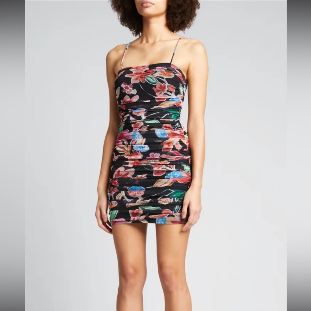 Prabal Gurung Floral Ruched Mini Dress